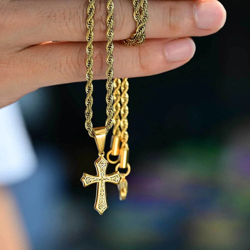 Hiphop Cross Stainless Steel Pendant Necklace