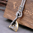Viking Rune Axe Pendant Necklace — Stainless Steel