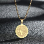 CHENGXUN Hindu Ganesha Coin Pendant Necklace for Men Womens Lord Ganesha Medallion Charm Neck Chain Spirit Totem Jewelry