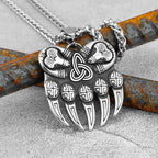 Nordic Odin Crow Skull Pendant Necklace Gothic Stainless Steel Raven Skull Compass Rune Necklace for Men Punk Jewelry