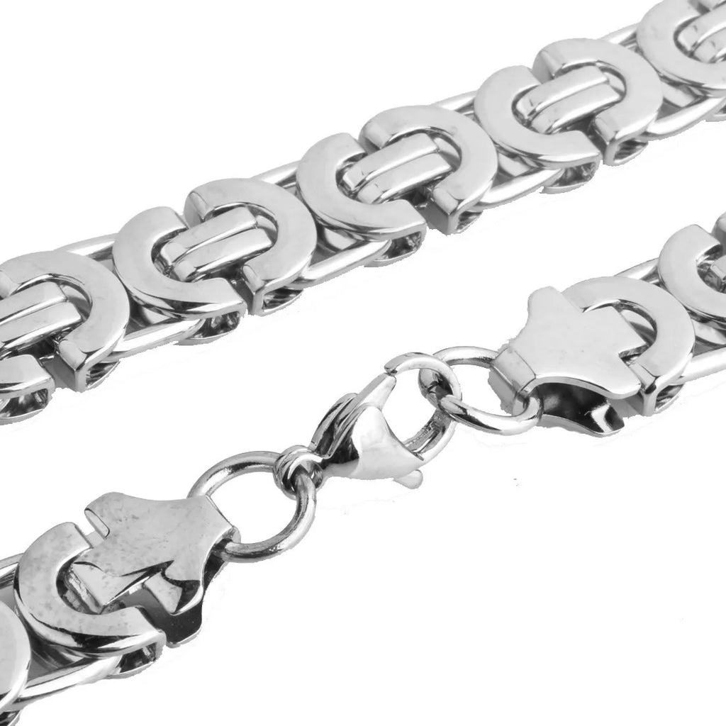 Custom Length 7"-40" 6/8/11mmm Choker Long Necklace Men Male Stainless Steel Flat Byzantine Box Chain Husband Boyfriend Gift
