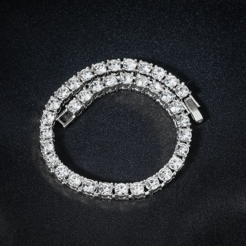 Iced Out Tennis Chain Bracelet 5mm — Silver