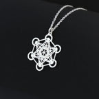 Stainless Steel Necklace Sacred Geometry Metatron Pendant Necklace Women Men Meditation Religiosus Jewelry Chain