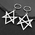 Hexagram Silver Hoop Earrings — Stainless Steel
