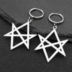 Hexagram Silver Hoop Earrings — Stainless Steel