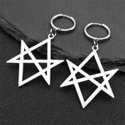 Hexagram Silver Hoop Earrings — Stainless Steel