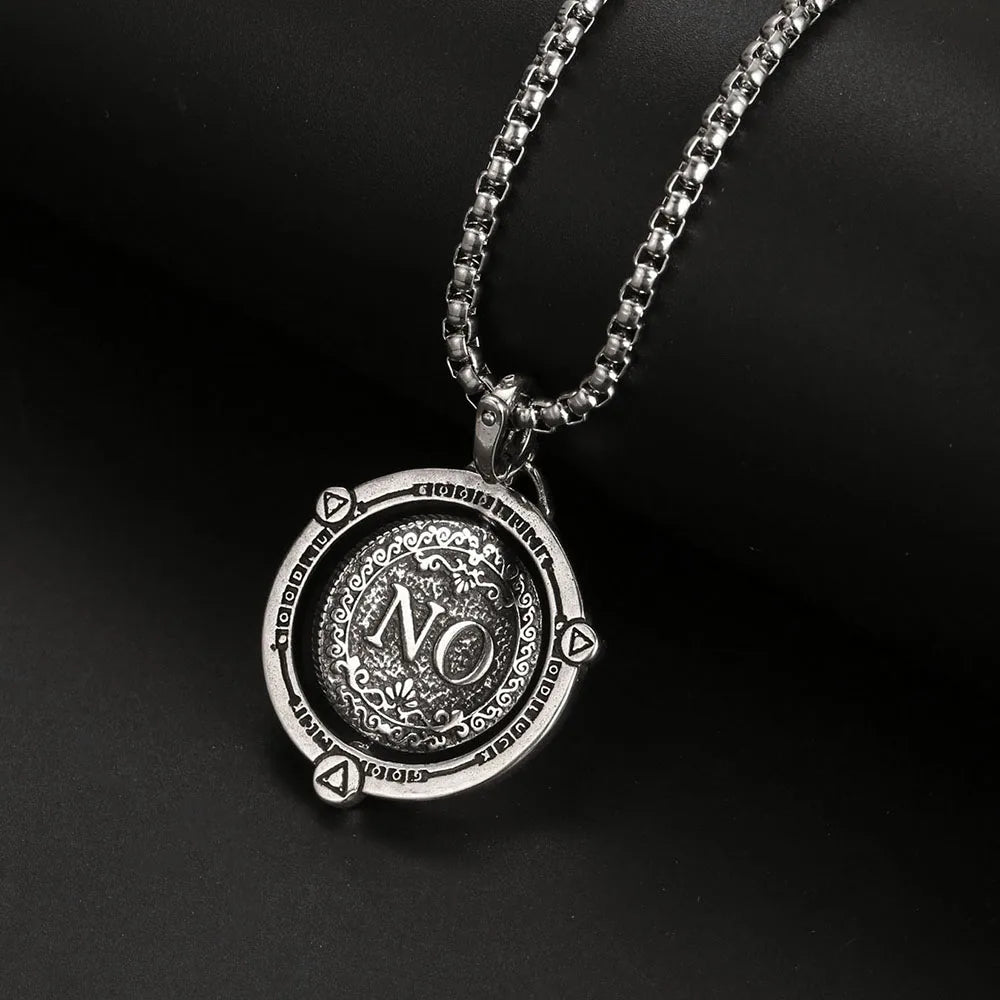 1PC INGX Vintage Ancient Rome Rotatable Round Choice "Yes or No" Necklace for Men Decision Coin Necklace Man Women