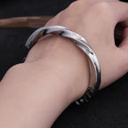 Retro Mobius Twist Horseshoe Open Cuff Bangles Men Stainless Steel Viking Symbol Bangle Punk Statement Jewelry Gift