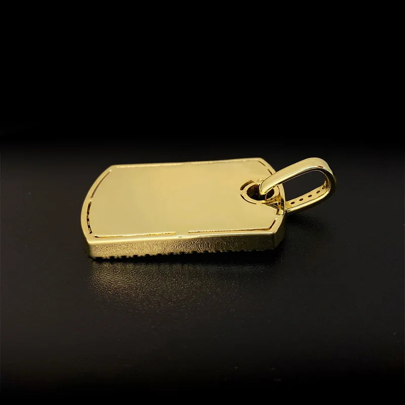 Iced Out Dog Tag Pendant Necklace — Gold