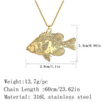 Kinitial Fish Pendant Necklace Women Girls Stainless Steel Chain Choker Trendy Sea Animal Sunfish Jewelry Birthday Gift
