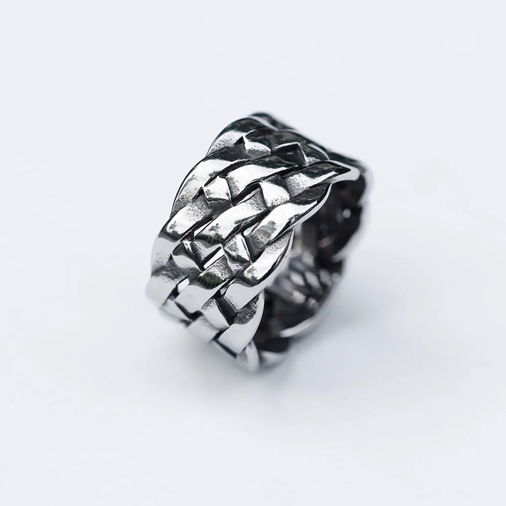 Nordic Viking Twist Weave Ring — Men's Band, Stainless Steel