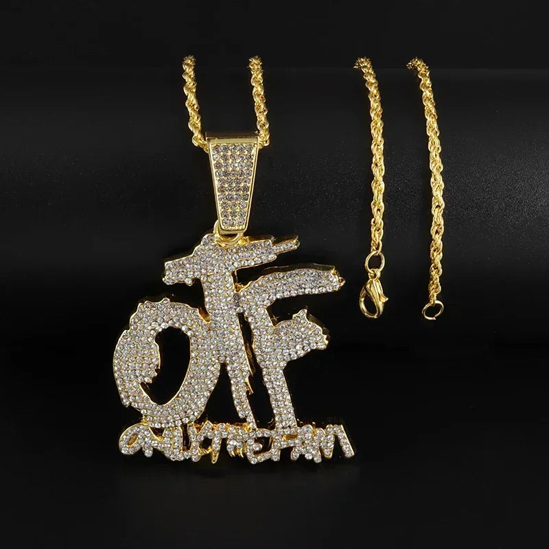 Bling Iced Out Savage Pendant Cubic Zirconia Letter Necklace for Men Women Hip Hop Rock Rap Party Jewelry