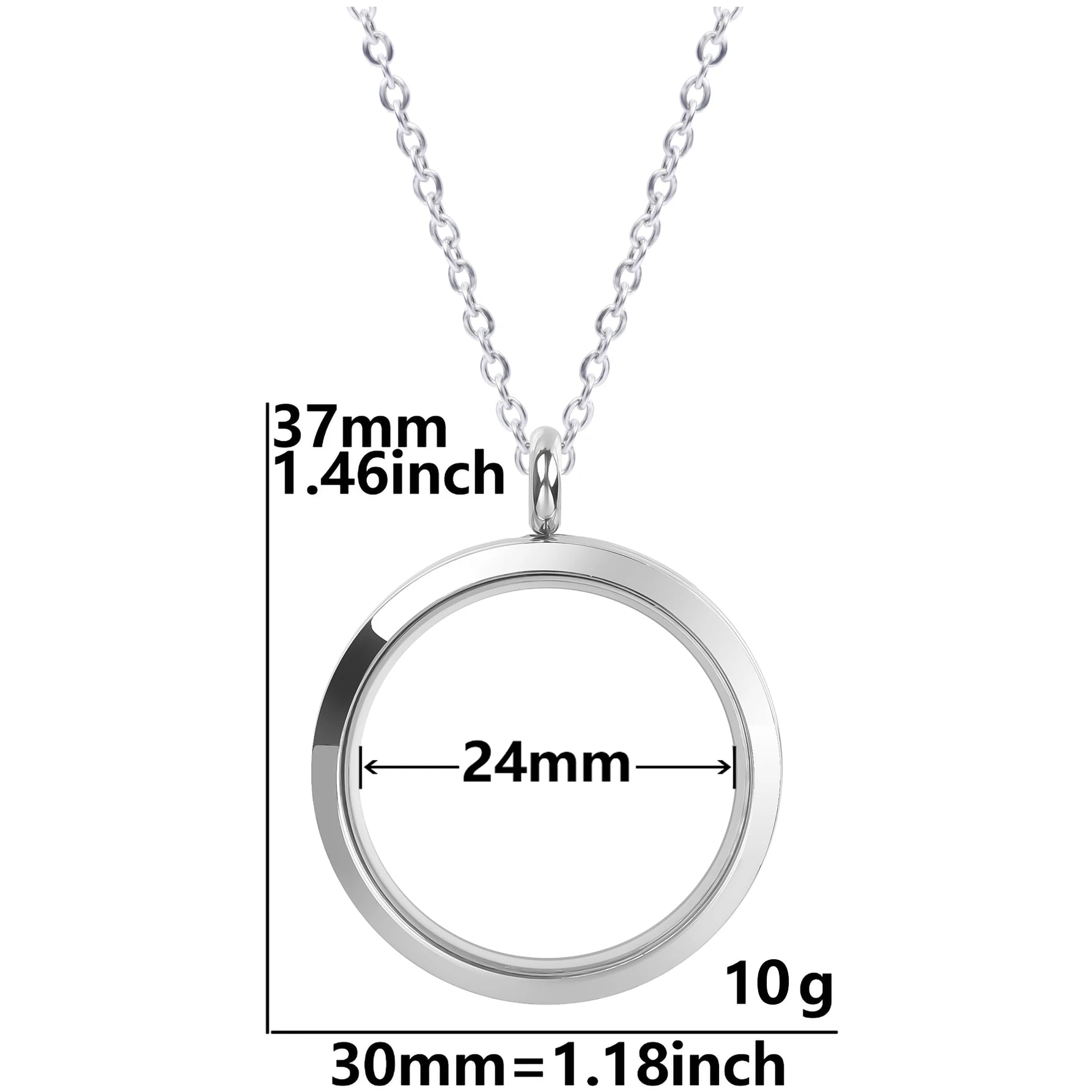 Round Pendant Necklace Locket Charm Stainless Steel Necklaces For Women Men Jewelry Chain Around Neck Necklace Decoration Gifts