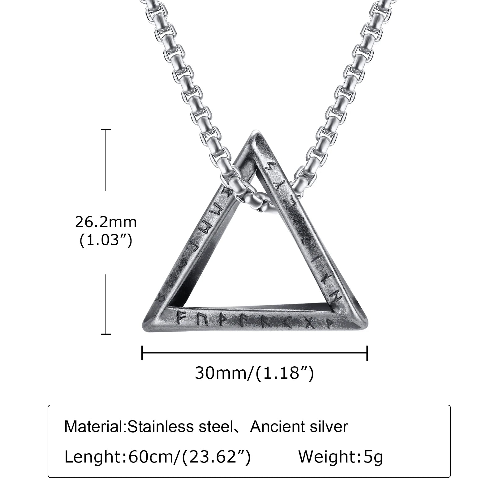 Viking Triangle Geometric Pendant — Stainless Steel
