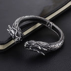 New Vintage Double Dragon Head Bracelets For Men Punk Hip Hop Biker 316L Stainless Steel Vikings Animal Bracelet Amulet