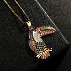 Iced Out Bird Pendant Necklace Colorful CZ