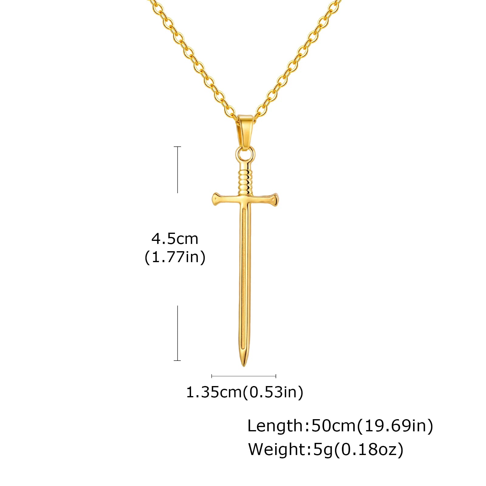 Sword Long Pendant Necklace — Stainless Steel