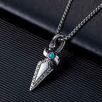 Viking Snake Arrowhead Pendant Necklace for Men — Stainless Steel