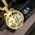 Iced Out Goat Figaro Cuban Chain Necklace — Copper Alloy