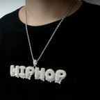 Iced Out Letter Pendant Necklace Stainless Steel