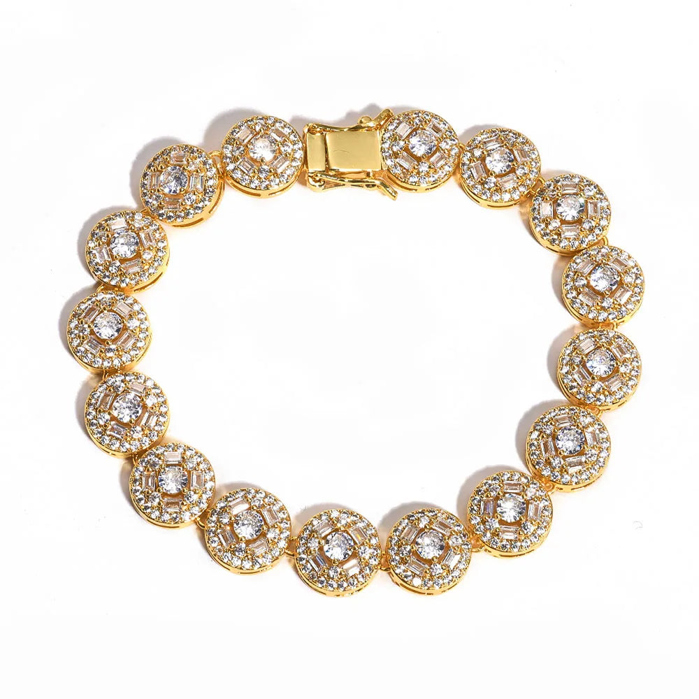 Gold Cuban Bracelet Iced Out Mixed Inlay