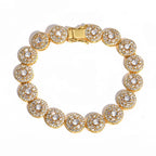 Gold Cuban Bracelet Iced Out Mixed Inlay