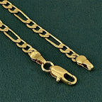 Luxury 24K 9999 Pure Gold real gold Men's and Women's 4MM 60cm 65cm 70cm Three-to-One Geometric Cuban Necklace