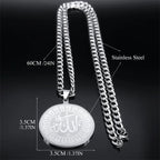 Arabic Allah Silver Round Necklace — Stainless Steel