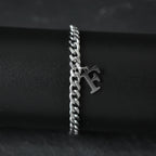A-Z Initial Letter Cuban Chain Bracelet — Stainless Steel