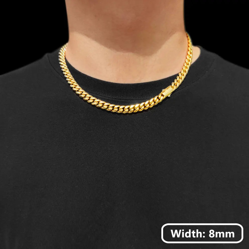 Stainless Steel Cuban Chain Necklace Miami 8/10/12MM