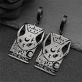 Cat Silver Earrings Gothic Witch Moon Long Hoop
