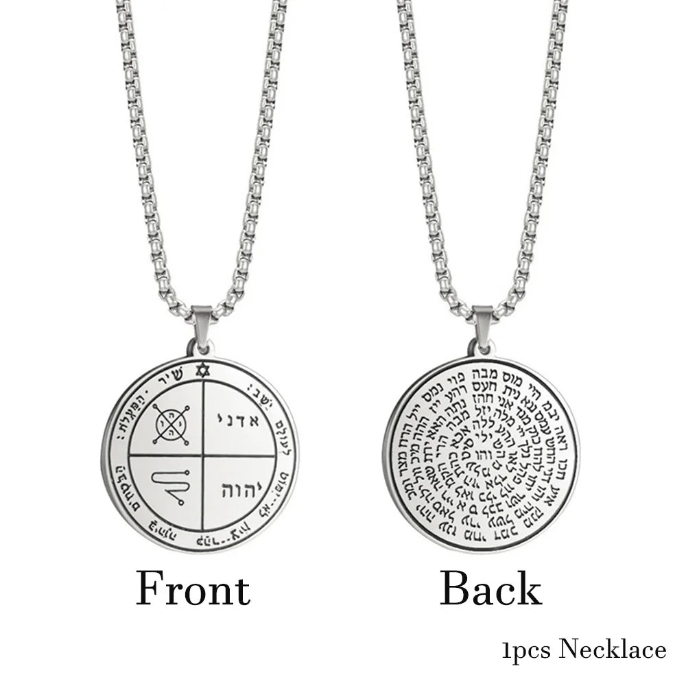 EUEAVAN Key of Solomon Necklace Double Side Third Pentacle of the Venus Protection Love Stainless Steel Necklaces Amulet Jewelry