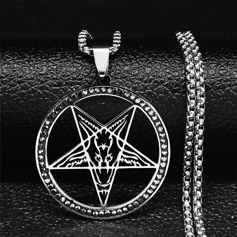 Skull Star Silver Pendant Necklace — Stainless Steel