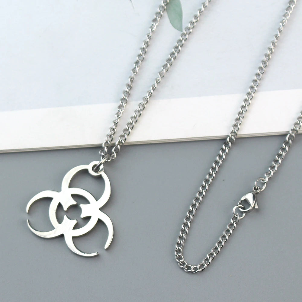 Necklace Trendy Men And Women INS Street Punk Hip-Hop JewelryNew Stainless Steel Biochemical Logo Pendant