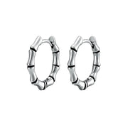 Bamboo Shaped Hoop Earrings for Men Women — Stainless Steel