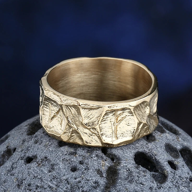 Odin Norse Viking Rune Amulet Gold Ring — 316L Stainless Steel