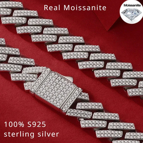 14mm Iced Out Cuban Necklace Set — Silver