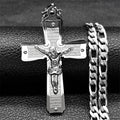 Christian Jesus Cross Crucifix Necklace for Man Women Stainless Steel Gold Color Bible Men's Chain Prayer Baptism Gift