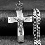 Christian Jesus Cross Crucifix Necklace for Man Women Stainless Steel Gold Color Bible Men's Chain Prayer Baptism Gift