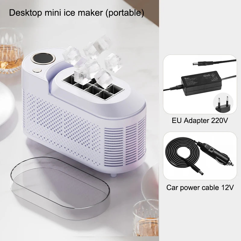 110V/220V Portable Small Ice Maker Mini Home Dormitory Office Camping 12V Car Cube Ice Automatic Ice Making Box Ice
