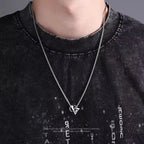Geometric Triangle Circle Pendant Necklace — Box Chain