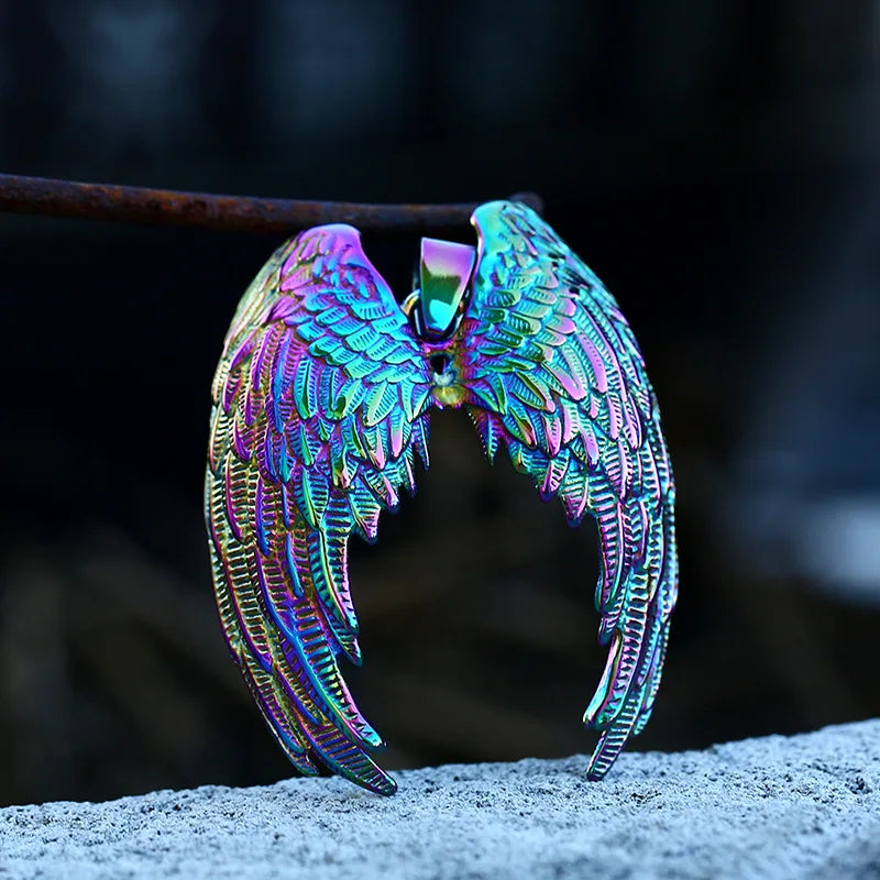 Angel Wings Pendant Necklace — Stainless Steel