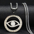 Hamsa Evil Eye Pendant Necklace — Stainless Steel