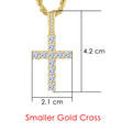 Gold Iced Out Cross Pendant Rope Cuban Chain