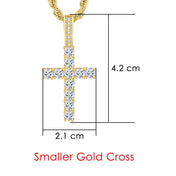 Gold Iced Out Cross Pendant Rope Cuban Chain