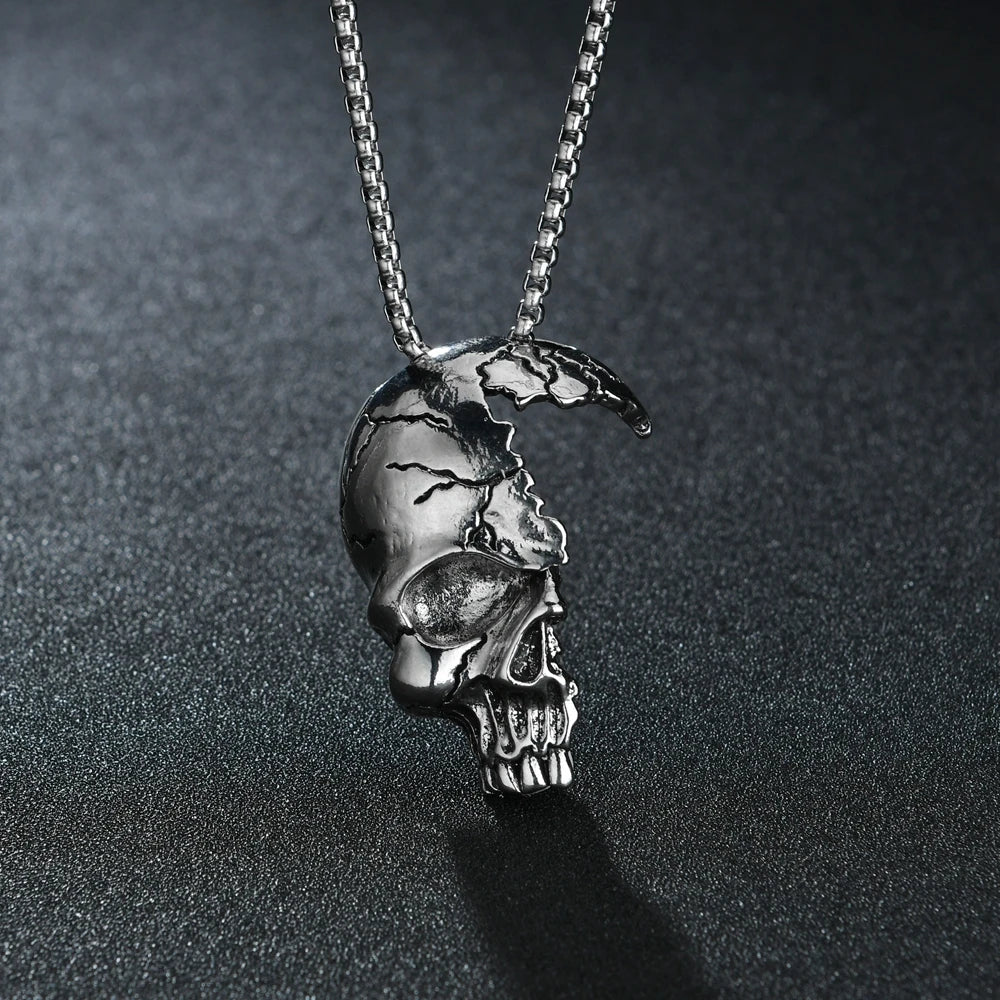 Punk Bull Buffalo Skull Pendant Necklace For Cool Men Women Stainless Steel Long Chain Necklace Party Gift Hip Hop Jewelry