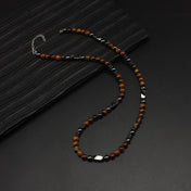 Natural Tiger Eye Hematite Bead Necklace — Zinc Alloy, 6mm