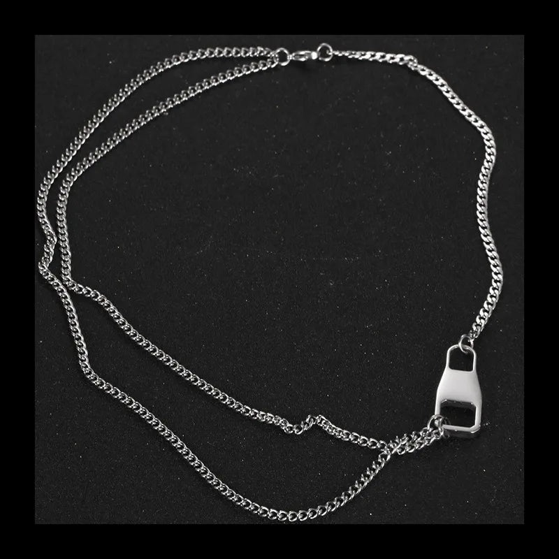 Safety Buckle Double Chain Necklace — SS