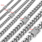 Iced Out Cuban Chain Necklace Stainless Steel 6-16MM