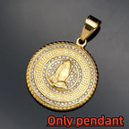 Iced Out Praying Hands Pendant — Gold